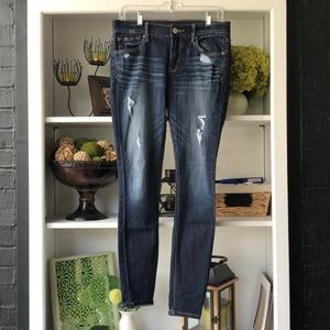 Express dark wash distressed legging